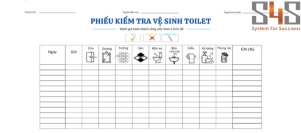 Hình ảnh mẫu về bảng biểu mẫu kiểm tra vệ sinh hàng ngày cho khu vệ sinh